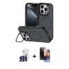 MARSİLYAN™- iPhone 16 Pro Max Kılıf Çekirdek Klasik - Siyah 3D Antistatik Mat Seramik Nano Ekran Koruyucu + Bilvis Titan Kamera Lens - SH