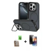 MARSİLYAN™- iPhone 16 Pro Max Kılıf Çekirdek Klasik - Siyah 3D Antistatik Mat Seramik Nano Ekran Koruyucu + Raze Metal Kamera Lens - CLTM