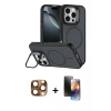 MARSİLYAN™- iPhone 16 Pro Max Kılıf Çekirdek Klasik - Siyah 3D Antistatik Mat Seramik Nano Ekran Koruyucu + Pers Alüminyum Kamera Lens - CLTM