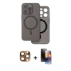 MARSİLYAN™- iPhone 16 Pro Max Kılıf Çekirdek Klasik - Siyah 3D Antistatik Mat Seramik Nano Ekran Koruyucu + Pers Alüminyum Kamera Lens - CLTM