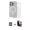 MARSİLYAN™- iPhone 16 Pro Max Kılıf Çekirdek Klasik - Siyah 3D Antistatik Mat Seramik Nano Ekran Koruyucu + PVD Metal Kamera Lens - SH