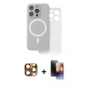 MARSİLYAN™- iPhone 16 Pro Max Kılıf Çekirdek Klasik - Siyah 3D Antistatik Mat Seramik Nano Ekran Koruyucu + Pers Alüminyum Kamera Lens - CLTM