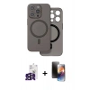 MARSİLYAN™- iPhone 16 Pro Max Kılıf Çekirdek Klasik - Siyah 3D Antistatik Mat Seramik Nano Ekran Koruyucu + Bilvis Titan Kamera Lens - SH