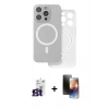 MARSİLYAN™- iPhone 16 Pro Max Kılıf Çekirdek Klasik - Siyah 3D Antistatik Mat Seramik Nano Ekran Koruyucu + Titanyum Gri Bilvis Titan Kamera Lens