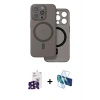 MARSİLYAN™- iPhone 16 Pro Max Kılıf Çekirdek Klasik - Siyah 3D Antistatik Seramik Nano Ekran Koruyucu + Bilvis Titan Kamera Lens - SH