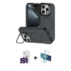 MARSİLYAN™- iPhone 16 Pro Max Kılıf Çekirdek Klasik - Siyah 3D Antistatik Seramik Nano Ekran Koruyucu + Bilvis Titan Kamera Lens - SH