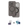 MARSİLYAN™- iPhone 16 Pro Max Kılıf Çekirdek Klasik - Siyah 3D Antistatik Seramik Nano Ekran Koruyucu + Bilvis Titan Kamera Lens - TMGI