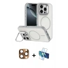 MARSİLYAN™- iPhone 16 Pro Max Kılıf Çekirdek Klasik - Siyah 3D Antistatik Seramik Nano Ekran Koruyucu + Pers Alüminyum Kamera Lens - CLTM