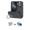 MARSİLYAN™- iPhone 16 Pro Max Kılıf Çekirdek Klasik - Siyah 3D Antistatik Seramik Nano Ekran Koruyucu + Pers Alüminyum Kamera Lens - GS