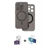 MARSİLYAN™- iPhone 16 Pro Max Kılıf Çekirdek Klasik - Siyah 3D Antistatik Seramik Nano Ekran Koruyucu + Bilvis Titan Kamera Lens - GS
