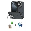 MARSİLYAN™- iPhone 16 Pro Max Kılıf Çekirdek Klasik - Siyah 3D Antistatik Seramik Nano Ekran Koruyucu + Raze Metal Kamera Lens - CLTM