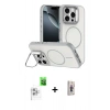 MARSİLYAN™- iPhone 16 Pro Max Kılıf Çekirdek Klasik - Siyah Bilvis 3D Cam Ekran Koruyucu + Beyaz Raze Metal Kamera Lens