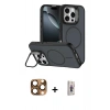 MARSİLYAN™- iPhone 16 Pro Max Kılıf Çekirdek Klasik - Siyah Bilvis 3D Cam Ekran Koruyucu + Çöl Titanyum Pers Alüminyum Kamera Lens