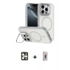 MARSİLYAN™- iPhone 16 Pro Max Kılıf Çekirdek Klasik - Siyah Bilvis 3D Cam Ekran Koruyucu + PVD Metal Kamera Lens - GD