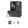 MARSİLYAN™- iPhone 16 Pro Max Kılıf Çekirdek Klasik - Siyah Bilvis 3D Cam Ekran Koruyucu + PVD Metal Kamera Lens - SH