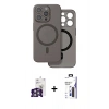 MARSİLYAN™- iPhone 16 Pro Max Kılıf Çekirdek Klasik - Siyah Bilvis 3X AR Hayalet Cam Ekran Koruyucu + Bilvis Titan Kamera Lens - GS