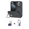 MARSİLYAN™- iPhone 16 Pro Max Kılıf Çekirdek Klasik - Siyah Bilvis 3X AR Hayalet Cam Ekran Koruyucu + Bilvis Titan Kamera Lens - SH