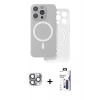 MARSİLYAN™- iPhone 16 Pro Max Kılıf Çekirdek Klasik - Siyah Bilvis 3X AR Hayalet Cam Ekran Koruyucu + Pers Alüminyum Kamera Lens - GI
