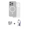 MARSİLYAN™- iPhone 16 Pro Max Kılıf Çekirdek Klasik - Siyah Bilvis 3X AR Hayalet Cam Ekran Koruyucu + Pers Alüminyum Kamera Lens - GS