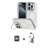 MARSİLYAN™- iPhone 16 Pro Max Kılıf Çekirdek Klasik - Siyah Bilvis 3X AR Hayalet Cam Ekran Koruyucu + PVD Metal Kamera Lens - SH