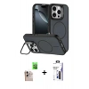 MARSİLYAN™- iPhone 16 Pro Max Kılıf Çekirdek Klasik - Siyah Bilvis 3X AR Hayalet Cam Ekran Koruyucu + Raze Metal Kamera Lens - NLGY