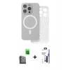 MARSİLYAN™- iPhone 16 Pro Max Kılıf Çekirdek Klasik - Siyah Bilvis 3X AR Hayalet Cam Ekran Koruyucu + Raze Metal Kamera Lens - SH