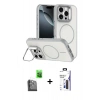 MARSİLYAN™- iPhone 16 Pro Max Kılıf Çekirdek Klasik - Siyah Bilvis 3X AR Hayalet Cam Ekran Koruyucu + Raze Metal Kamera Lens - SH