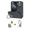 MARSİLYAN™- iPhone 16 Pro Max Kılıf Çekirdek Klasik - Siyah Bilvis 3X AR Hayalet Cam Ekran Koruyucu + Raze Metal Kamera Lens - CLTM