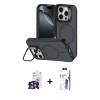 MARSİLYAN™- iPhone 16 Pro Max Kılıf Çekirdek Klasik - Siyah Bilvis 3X AR HD Cam Ekran Koruyucu + Bilvis Titan Kamera Lens - GS