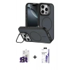 MARSİLYAN™- iPhone 16 Pro Max Kılıf Çekirdek Klasik - Siyah Bilvis 3X AR HD Cam Ekran Koruyucu + Bilvis Titan Kamera Lens - SH