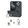 MARSİLYAN™- iPhone 16 Pro Max Kılıf Çekirdek Klasik - Siyah Bilvis 3X AR HD Cam Ekran Koruyucu + Raze Metal Kamera Lens - NLGY