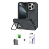 MARSİLYAN™- iPhone 16 Pro Max Kılıf Çekirdek Klasik - Siyah Bilvis 3X AR HD Cam Ekran Koruyucu + Raze Metal Kamera Lens - SH