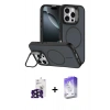 MARSİLYAN™- iPhone 16 Pro Max Kılıf Çekirdek Klasik - Siyah Bilvis 5in1 3D Magic Cam Ekran Koruyucu + Bilvis Titan Kamera Lens - SH