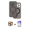MARSİLYAN™- iPhone 16 Pro Max Kılıf Çekirdek Klasik - Siyah Bilvis 5in1 3D Magic Cam Ekran Koruyucu + Pers Alüminyum Kamera Lens - CLTM