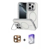 MARSİLYAN™- iPhone 16 Pro Max Kılıf Çekirdek Klasik - Siyah Bilvis 5in1 3D Magic Cam Ekran Koruyucu + Pers Alüminyum Kamera Lens - CLTM