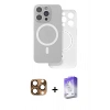 MARSİLYAN™- iPhone 16 Pro Max Kılıf Çekirdek Klasik - Siyah Bilvis 5in1 3D Magic Cam Ekran Koruyucu + Pers Alüminyum Kamera Lens - CLTM