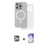 MARSİLYAN™- iPhone 16 Pro Max Kılıf Çekirdek Klasik - Siyah Bilvis 5in1 3D Magic Cam Ekran Koruyucu + PVD Metal Kamera Lens - GD