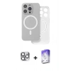 MARSİLYAN™- iPhone 16 Pro Max Kılıf Çekirdek Klasik - Siyah Bilvis 5in1 3D Magic Cam Ekran Koruyucu + Pers Alüminyum Kamera Lens - GI