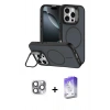 MARSİLYAN™- iPhone 16 Pro Max Kılıf Çekirdek Klasik - Siyah Bilvis 5in1 3D Magic Cam Ekran Koruyucu + Pers Alüminyum Kamera Lens - GI