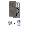 MARSİLYAN™- iPhone 16 Pro Max Kılıf Çekirdek Klasik - Siyah Bilvis 5in1 3D Magic Cam Ekran Koruyucu + Pers Alüminyum Kamera Lens - GS