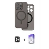 MARSİLYAN™- iPhone 16 Pro Max Kılıf Çekirdek Klasik - Siyah Bilvis 5in1 3D Magic Cam Ekran Koruyucu + PVD Metal Kamera Lens - SH