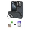 MARSİLYAN™- iPhone 16 Pro Max Kılıf Çekirdek Klasik - Siyah Bilvis 5in1 3D Magic Cam Ekran Koruyucu + Raze Metal Kamera Lens - CLTM