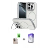 MARSİLYAN™- iPhone 16 Pro Max Kılıf Çekirdek Klasik - Siyah Bilvis 5in1 3D Magic Cam Ekran Koruyucu + Raze Metal Kamera Lens - NLGY