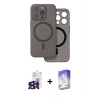 MARSİLYAN™- iPhone 16 Pro Max Kılıf Çekirdek Klasik - Siyah Bilvis 5in1 3D Magic Cam Ekran Koruyucu + Bilvis Titan Kamera Lens - SH
