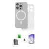 MARSİLYAN™- iPhone 16 Pro Max Kılıf Çekirdek Klasik - Siyah Bilvis 5in1 3D Magic Cam Ekran Koruyucu + Siyah Raze Metal Kamera Lens