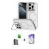 MARSİLYAN™- iPhone 16 Pro Max Kılıf Çekirdek Klasik - Siyah Bilvis 5in1 3D Magic Cam Ekran Koruyucu + Raze Metal Kamera Lens - SH
