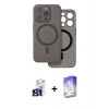 MARSİLYAN™- iPhone 16 Pro Max Kılıf Çekirdek Klasik - Siyah Bilvis 5in1 3D Magic Cam Ekran Koruyucu + Bilvis Titan Kamera Lens - TMGI