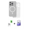 MARSİLYAN™- iPhone 16 Pro Max Kılıf Çekirdek Klasik - Siyah Bilvis 5in1 5D Magic Hayalet Cam Ekran Koruyucu + Raze Metal Kamera Lens - BZ