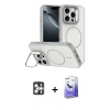 MARSİLYAN™- iPhone 16 Pro Max Kılıf Çekirdek Klasik - Siyah Bilvis 5in1 5D Magic Hayalet Cam Ekran Koruyucu + PVD Metal Kamera Lens - GS