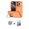 MARSİLYAN™- iPhone 16 Pro Max Kılıf Çekirdek Klasik - Siyah Bilvis 5in1 5D Magic Hayalet Cam Ekran Koruyucu + Pers Alüminyum Kamera Lens - GI